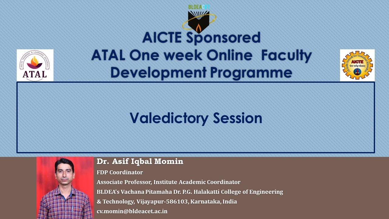 Velidictory Session AICTE ATAL FDP Advances in Construction Techniques  Department of Civil Engineer