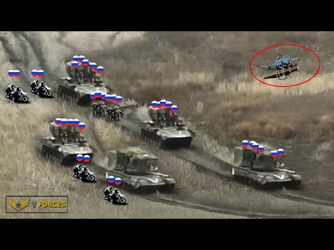 Ukrainian drones mercilessly destroyed dozens of Russian tanks and wiped out their troops