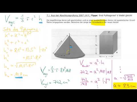 Kegel zu Quader Textaufgabe Abschlussprüfung Körperberechnung