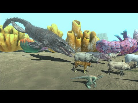 Escape from MOSASAURUS - New Update Animal Revolt Battle Simulator - Escape from Monster