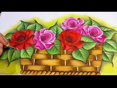 pintura em tecido para iniciantes cesta de rosas @reginarochapinturasemtecido