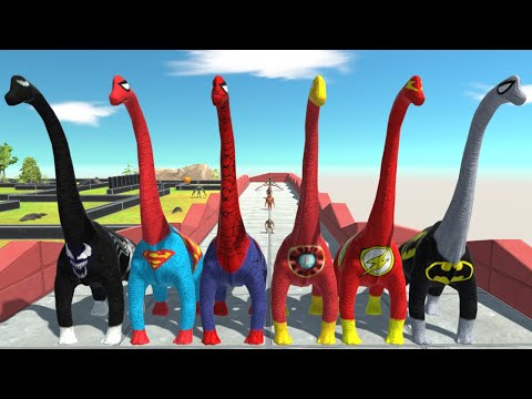 ALL SUPER HEROES BRACHIOSAURUS DEATH RUN TOUR - Animal Revolt Battle Simulator