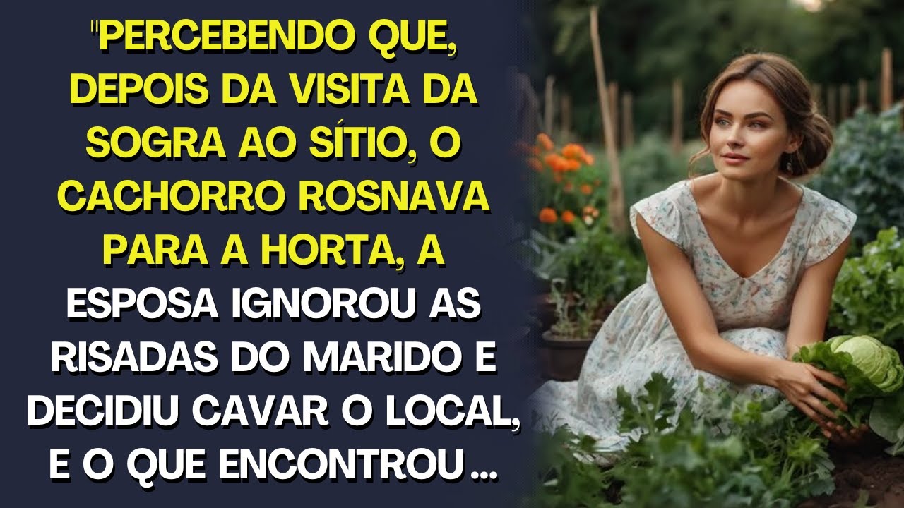 Percebendo que após a visita da sogra o cachorro rosnava para a horta, ela decidiu cavar o local e..