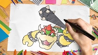 How to draw Bowser - Easy step-by-step drawing lessons for kids