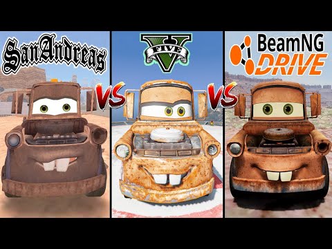 GTA San Andreas Tow Mater VS GTA 5 Tow Mater VS BeamNG Drive Tow Mater   WHO IS BEST