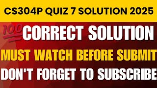 Download the video "CS304P Quiz 7 Solution 2025 | Complete Quiz Solved | Virtual University"