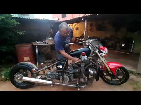 running the motorcycle with the engine and gearbox of the gol cht.