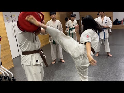 極真会‼️必殺‼️倒す三日月🌙蹴り&肝臓を狙う中段回し蹴り‼️part2