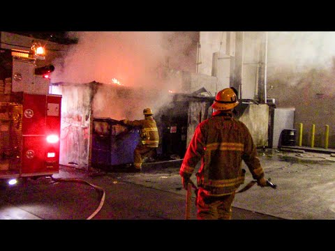 LAFD Light Force 61, Engine 58, & Civilian: Separate Dumpster Fires