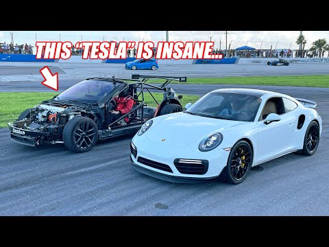 The "World's Lightest Tesla Plaid" Called Out My Twin Turbo Porsche at the Track!!!