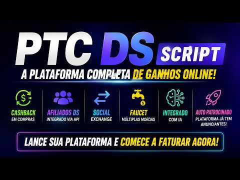 Apresentação - PTC DS Script - Script PTC e Faucet Completo em Laravel com IA, PIX