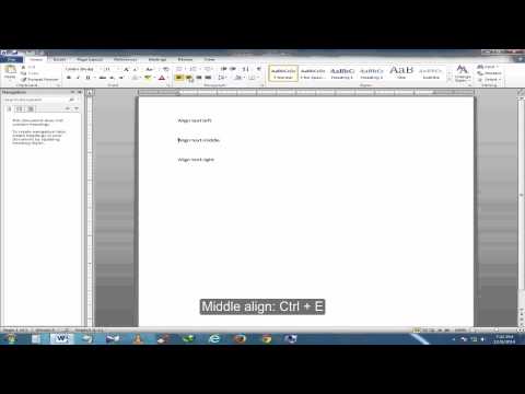 How to align text left,middle and right in MS Word 2010