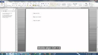 How to align text left,middle and right in MS Word 2010