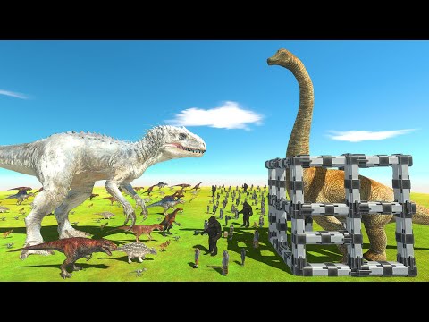 Dinosaur Attack | Indominus Rex Rescue Brachiosaurus - Animal Revolt Battle Simulator