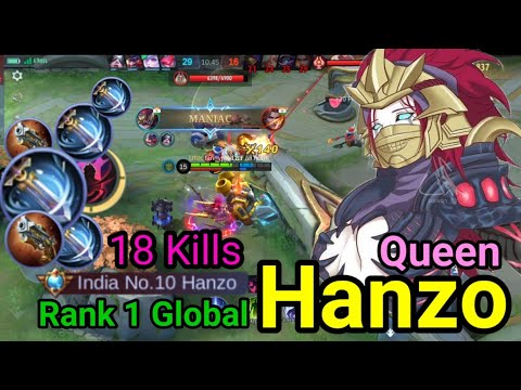 Hanzo Queen Maniac Global no.1❤️❤️✌️✌️🔥🔥 //hanzo JUNA //AXE mobile legend