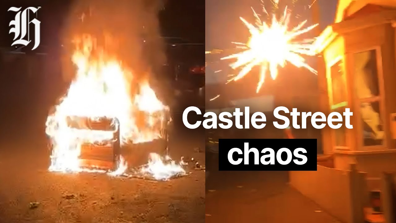 Guy Fawkes Fireworks fight and couch burning on Dunedin's Castle St