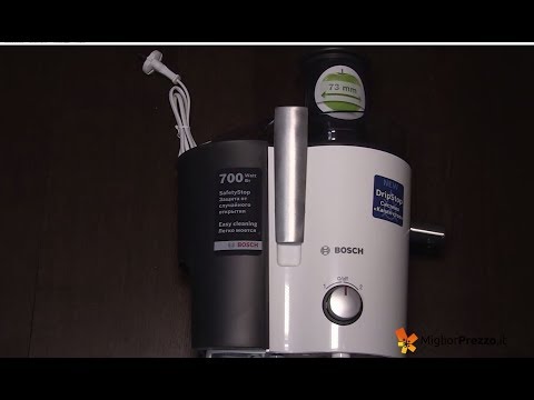 Sulčiaspaudė Juicer | Bosch | MES25A0 | Type Centrifugal juicer | Juodas/Baltas | 700 W | Extra large fruit input | Greičių skaičius 2 video