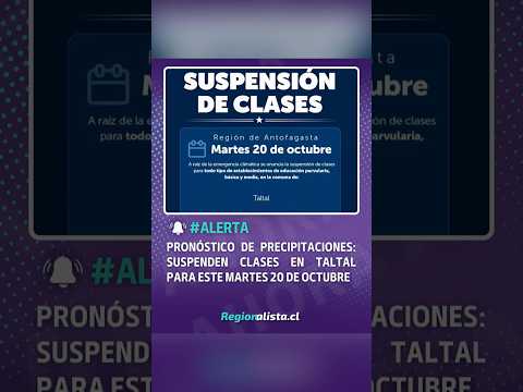#AHORA | Pronóstico de precipitaciones: Suspenden clases en Taltal para este martes 20 de octubre