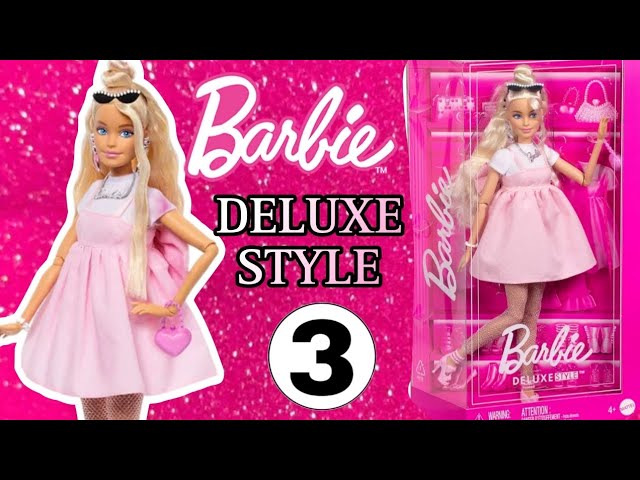 Vídeo relacionado con Barbie Deluxe Style Muñeca n. 3 con conjunto de moda Barbiecore, pelo rubio con moño alto, vestido rosa pastel con lazo grande y accesorios como medias de redecilla, HYV27