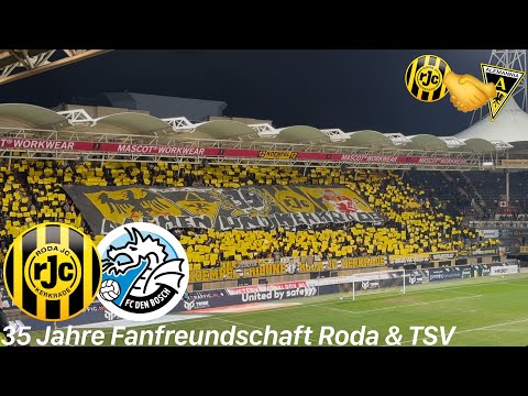 Roda Kerkrade - FC Den Bosch | zweiteilige Choreo zu 35 Jahren Fanfreundschaft Aachen & Kerkrade