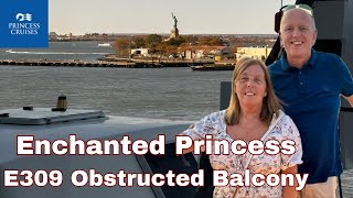 Enchanted Princess  | E309 | Obstructed Balcony Cabin Tour | How Obstructed is it?