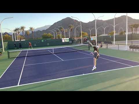 Denis Shapovalov and Holger Rune practicing at the BNP in Indian Wells