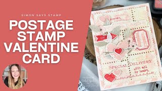 Postage Stamp Valentine Card | Simon Says Stamp × Tim Holtz Correspondence Dies