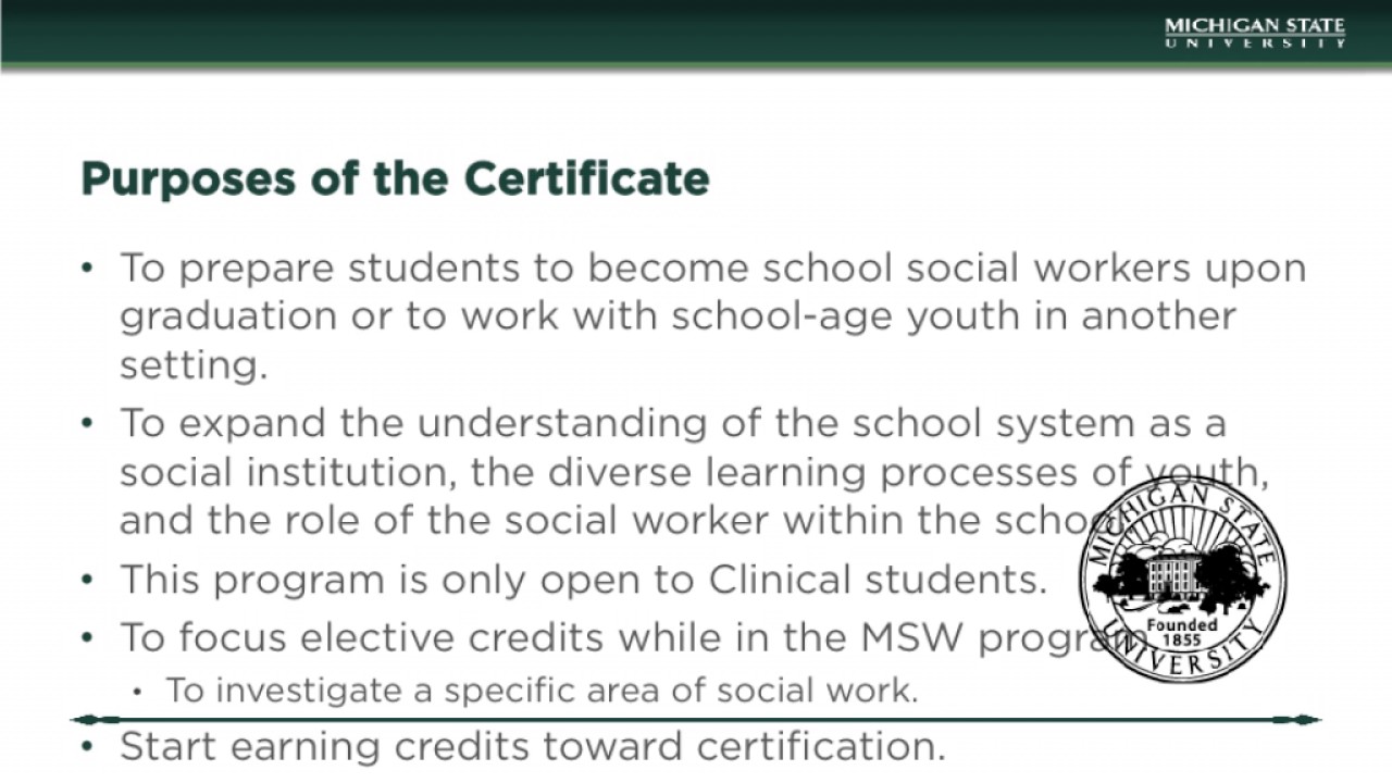 School Social Work Certificate PPT