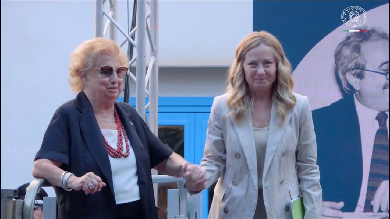 GIORGIA MELONI ALLA CERIMONIA DI SVELAMENTO DELLA FIAT CROMA DI GIOVANNI FALCONE
