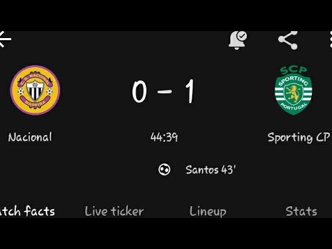 Nacional Vs Sporting CP 0-1 (Portugal Primiera Liga) Nuno Santos Goal