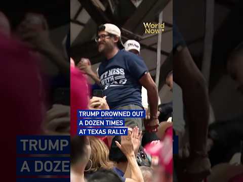 Trump drowned out a dozen times at Texas rally #worldnow