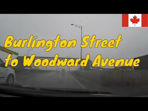 Rainy Afternoon Drive on Burlington Street and Woodward Avenue in Hamilton, Ontario