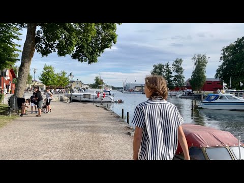 Sweden Walks: Trosa river. Picturesque small town walk on a summer evening. (Natural sound, 4K60fps)