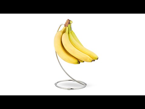 Bananenhalter mit Haken Silber - Metall - 18 x 33 x 17 cm