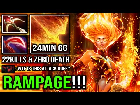 CRAZY Fire Attack 24Min GG Rampage Solo Mid Lina Vs Pro SF with 22Kills & Zero Death Dota 2