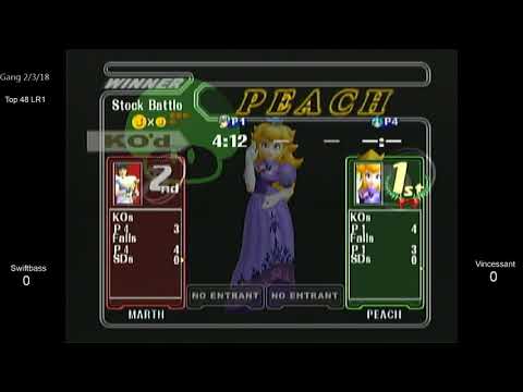 The Gang: Losers Top 48 — Swiftbass (Marth, Falcon) vs. Vincessant (Peach) — SSBM Singles