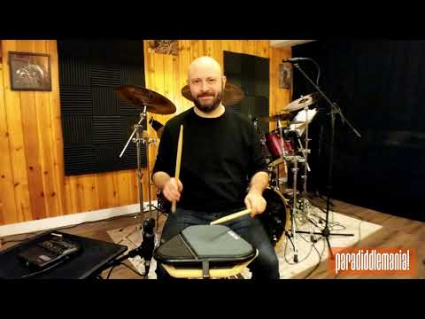 Drum Teacher plays a 3:4 Polyrhythmic Accent Displacement grid while using a Paradiddle Sticking
