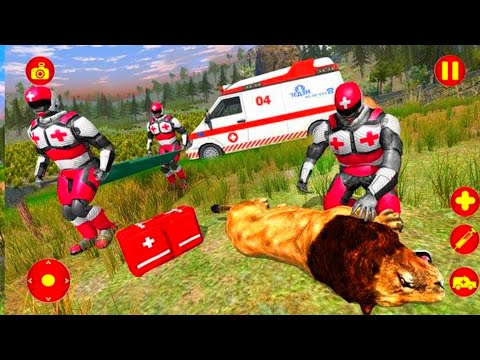 Ambulance Driving Simulator, Doctor Robot Emergency Animal Rescue Fighter,