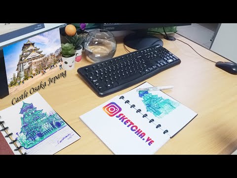 Sketsa Castel Osaka Jepang | Sketcha.Ve