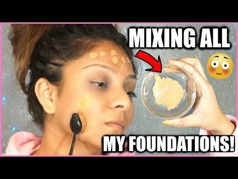 MIXING ALL MY FOUNDATIONS TOGETHER!│SHOCKED AT THE RESULTS...FLAWLESS COVERAGE OR A NASTY DISASTER?!