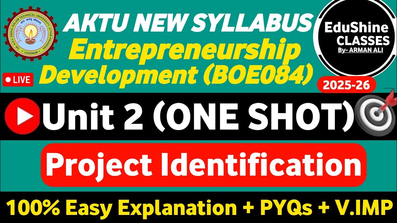 Entrepreneurship Development Unit 2 One shot BOE084 | Entrepreneurship Unit 2 One shot AKTU BOE084