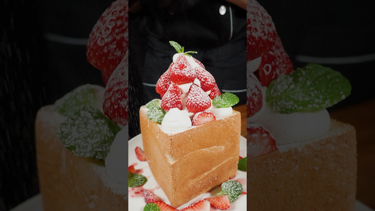 Melty Strawberry Tower Chocolate Toast🍓🍫🍞  #Shorts #ASMR