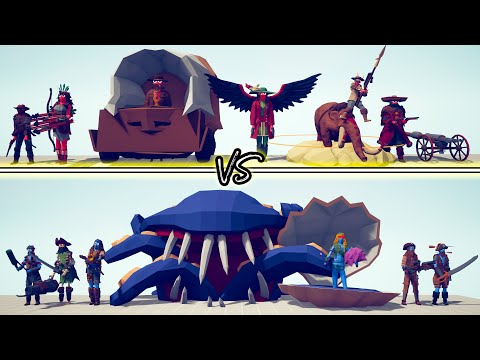 MEGA WILD WEST ADDON Team vs MEGA PIRATE ADDON Team - Totally Accurate Battle Simulator TABS