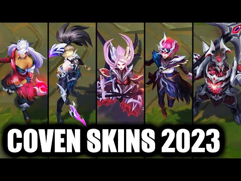 All New 2023 Coven Skins Spotlight Nami Akali Mordekaiser Syndra Nilah Elise (League of Legends)