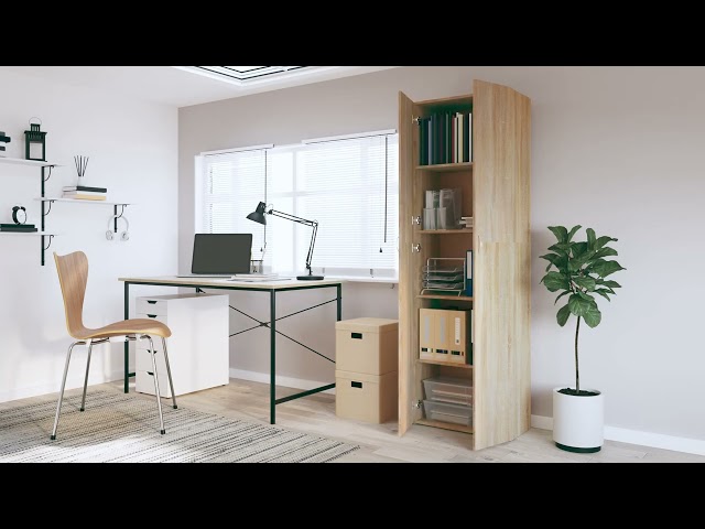 Vidéo teaser pour 800300 vidaXL Office Cabinet Sonoma Oak 60x32x190 cm Engineered Wood