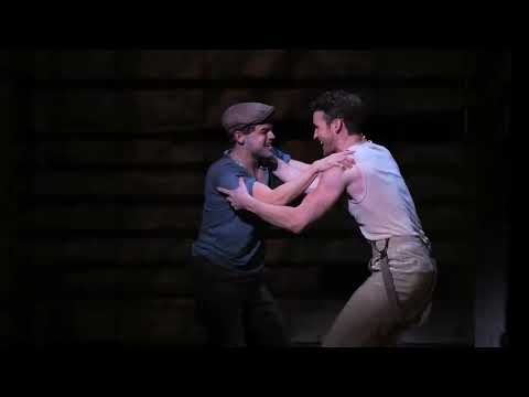 Broadway clips trailer frame of Jeremy Jordan and Laura Osnes performing Bonnie & Clyde on stage