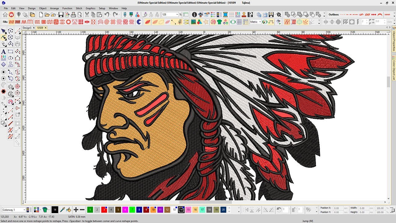 Indian chief mascot Embroidery logo