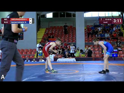 Qual. FS - 45 kg: I. ABDURASHIDOV (BEL) v. R. BAGAVUDINOV (RUS)