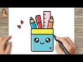 How to Draw a Cute Pen Holder  | How to Draw a Pencil Stand for KIDS