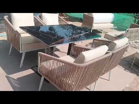 Iron Metal Rope Chair With Chusion Wooden Seat